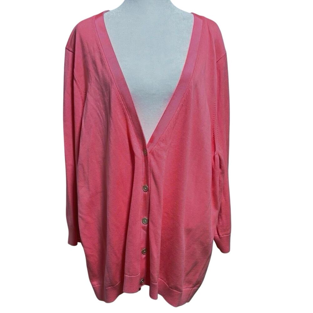 Talbots Woman Plus Size 3X Cardigan Sweater Pink V Neck